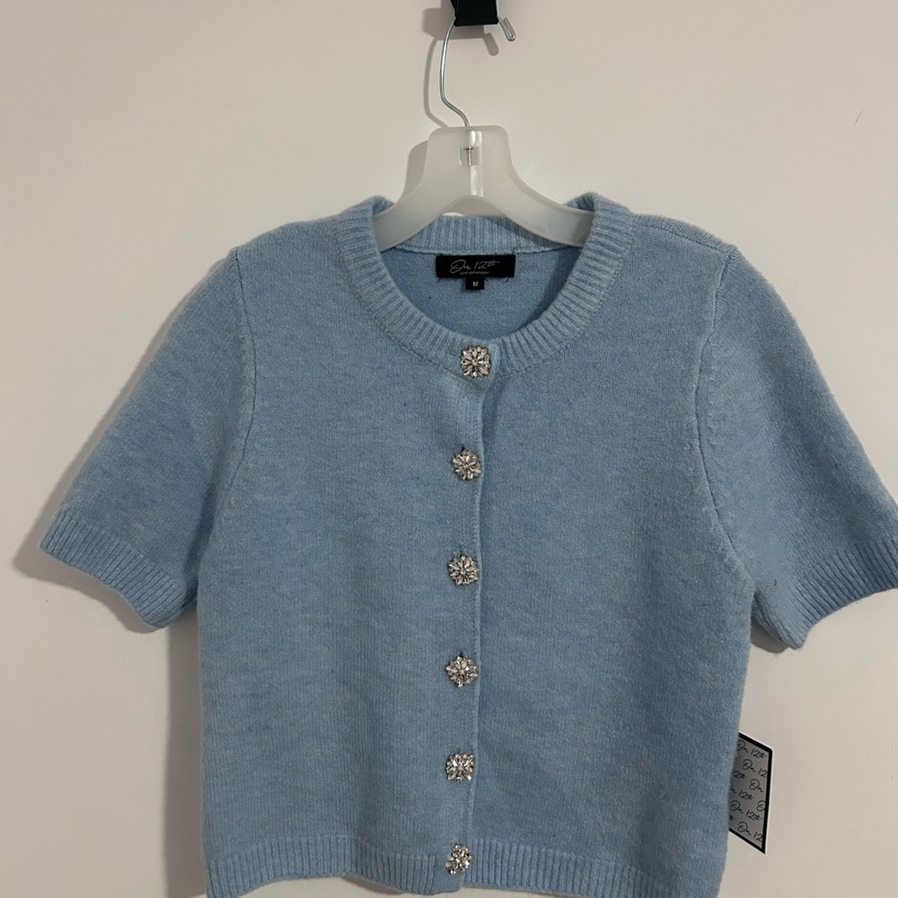 Blue Kids Cardigan with Crystal Buttons